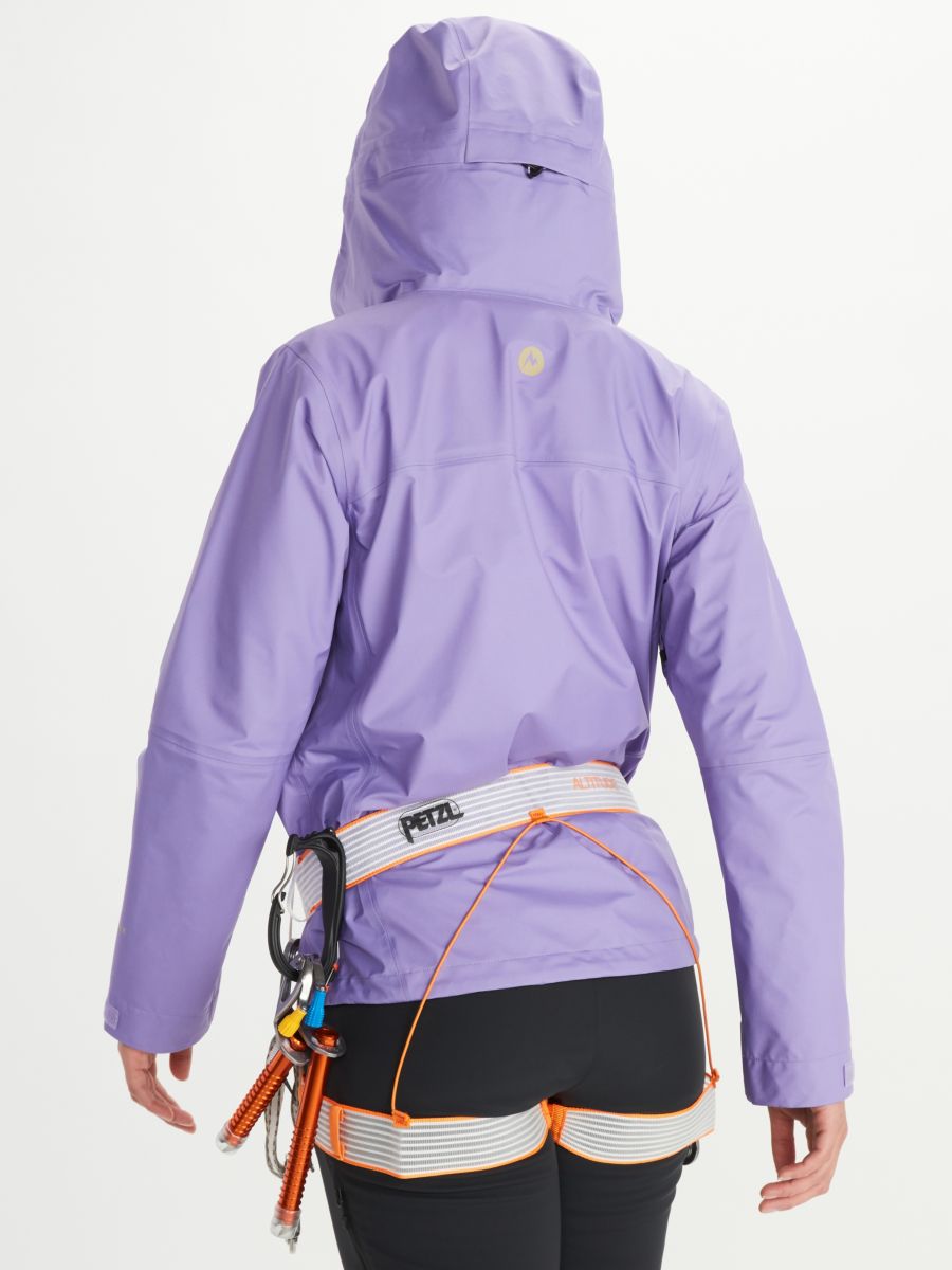 back of climber modeling jacket