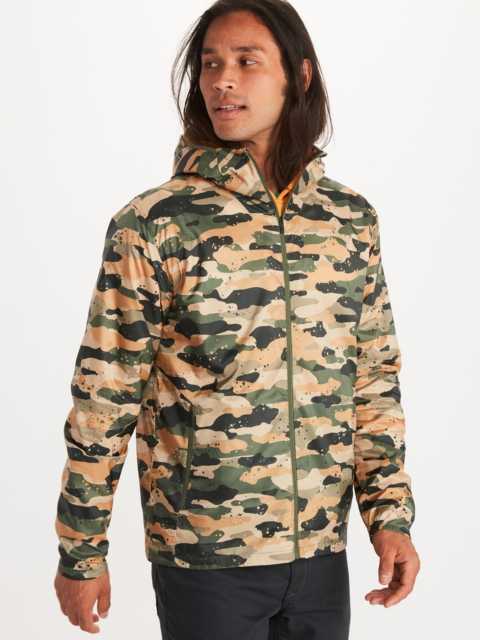 camouflage pattern jacket on model front view