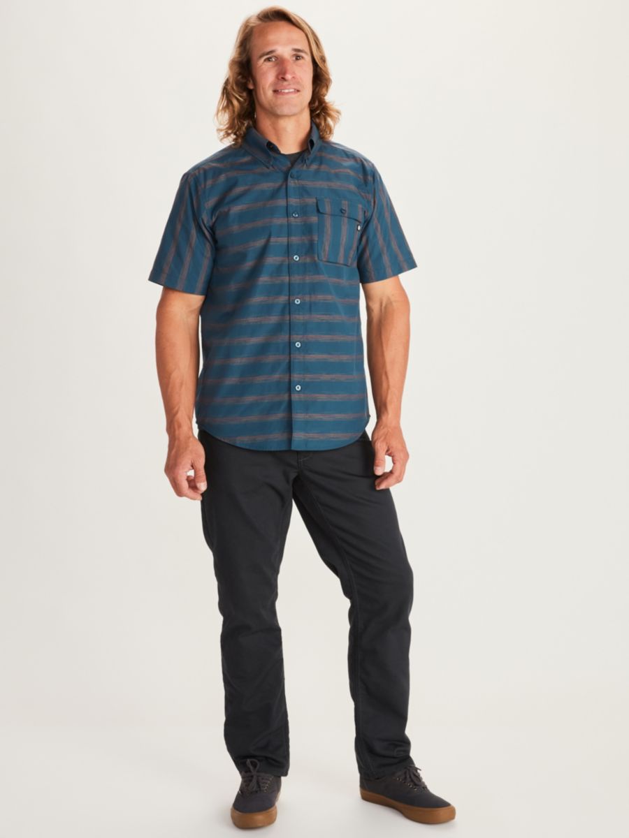 short sleeve button down on male model