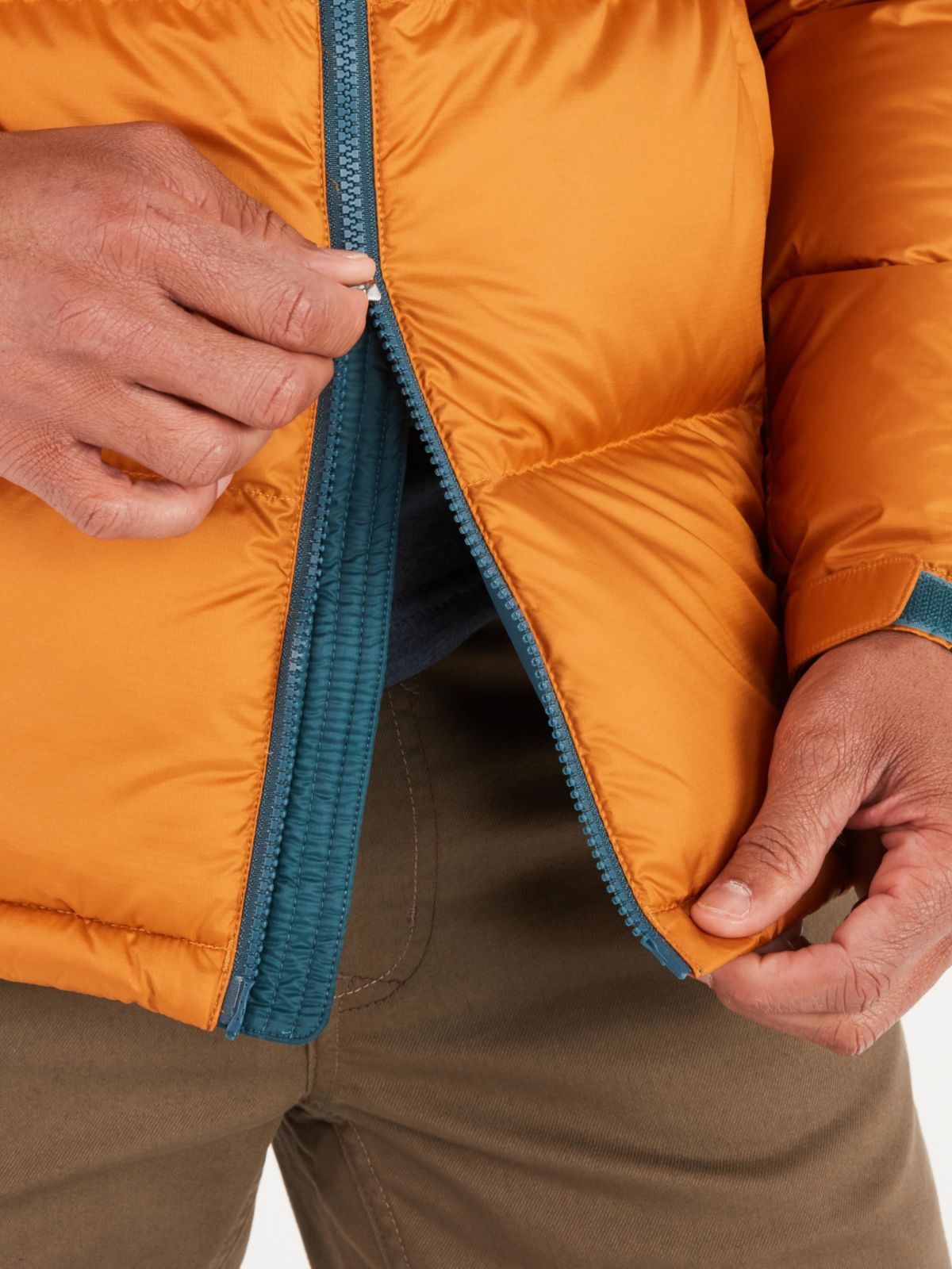 Closeup of zipper on jacket