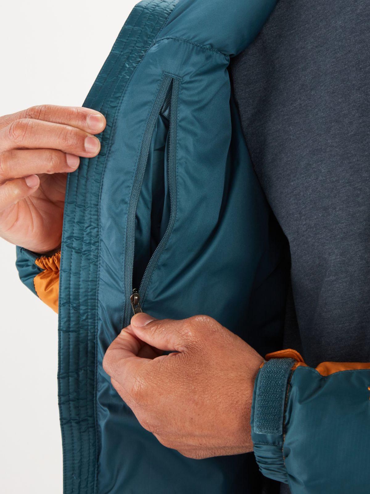 Closeup of zipper on a jacket