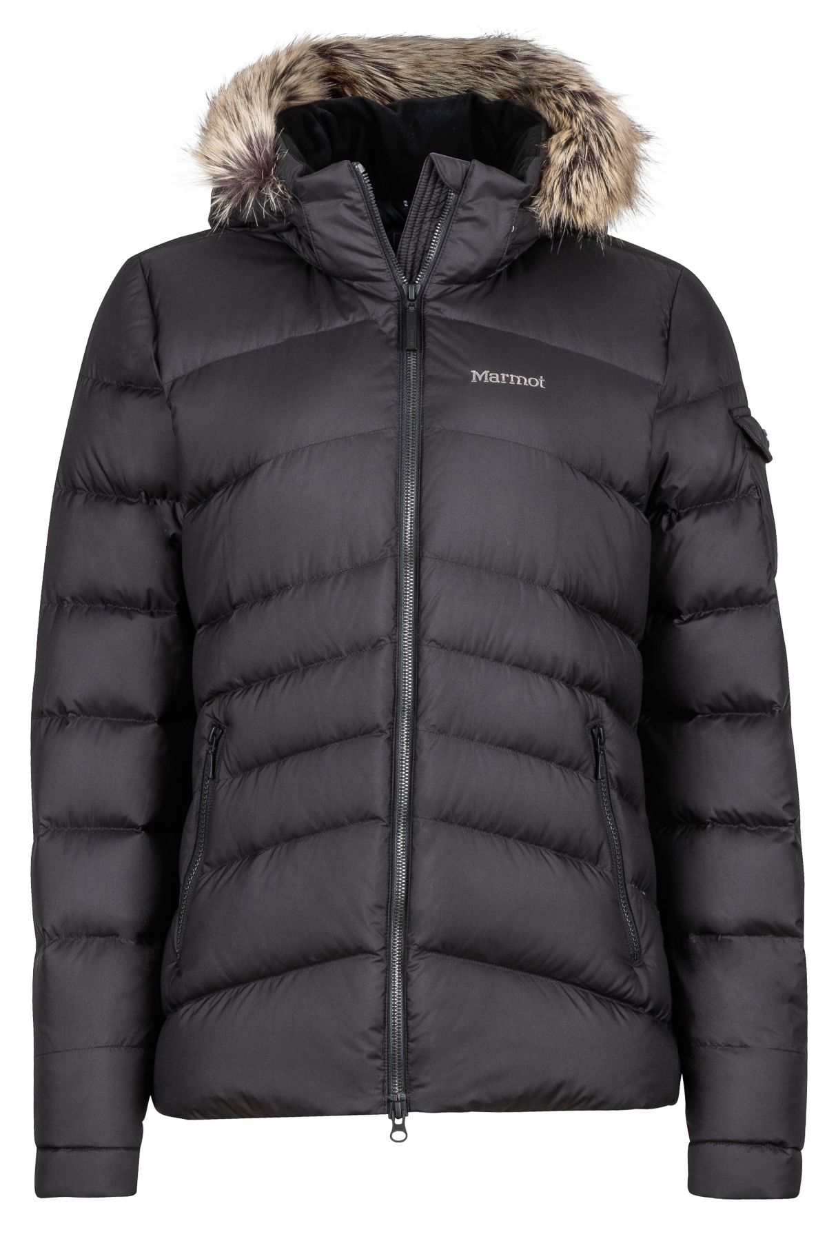 winter coat with faux fur hood