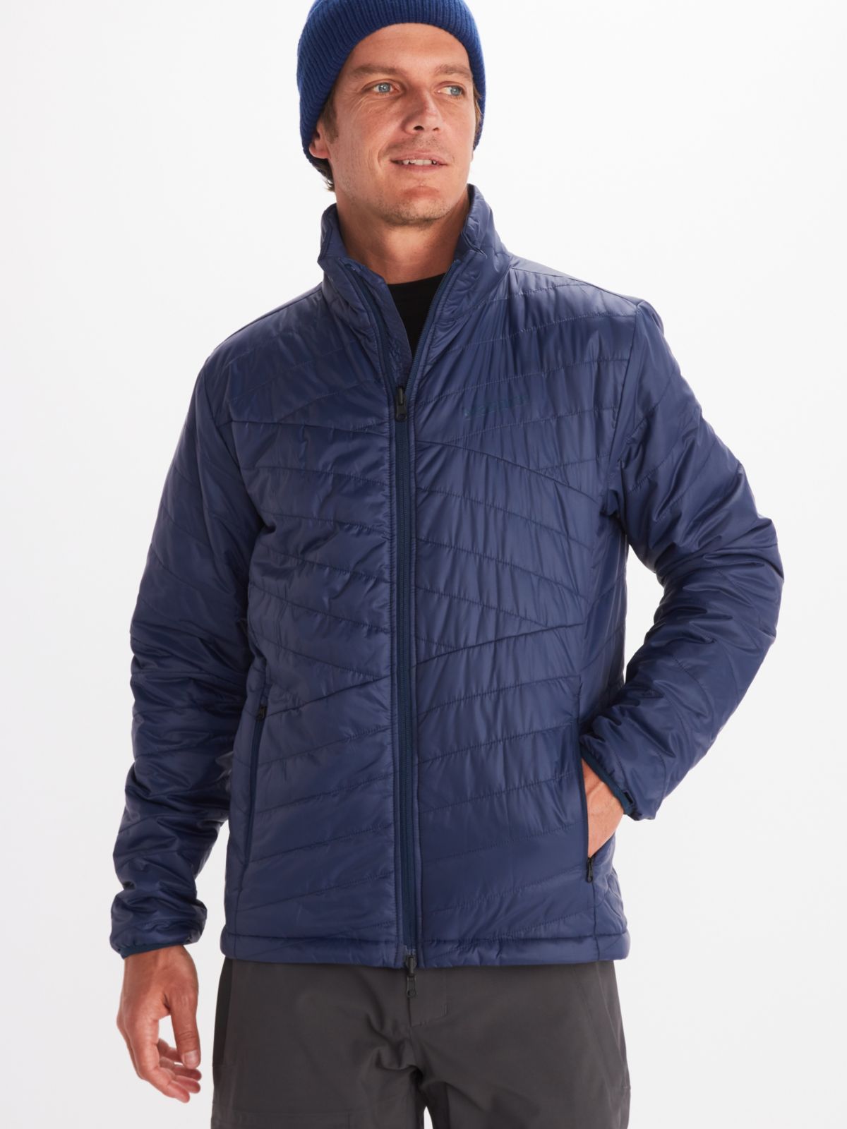 model wearing assorted outdoor winter apparel and clothing
