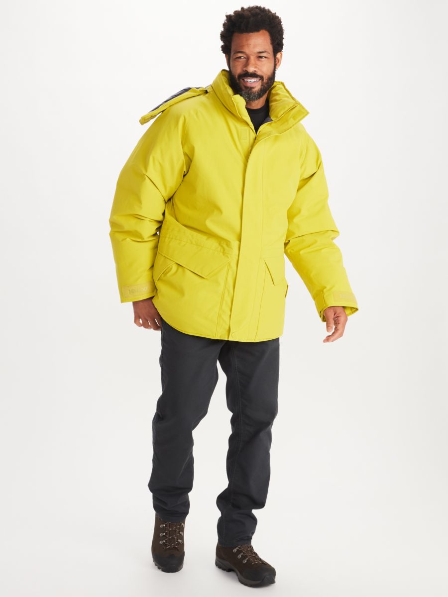 Man in bright yellow coat