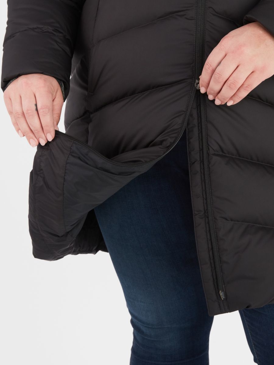 bottom zipper of black puffer jacket