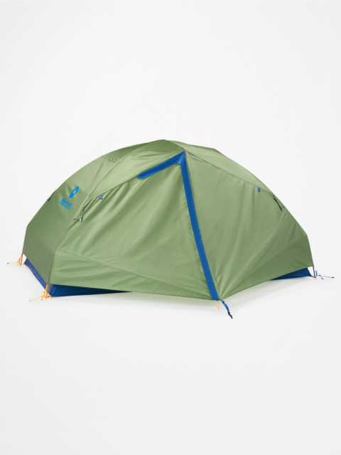 Marmot tent with green rain fly