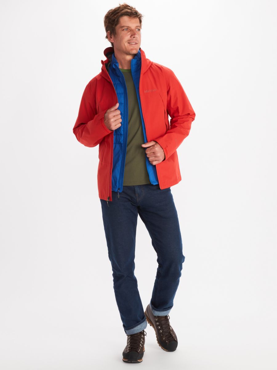 model wearing assorted outdoor clothing and apparel