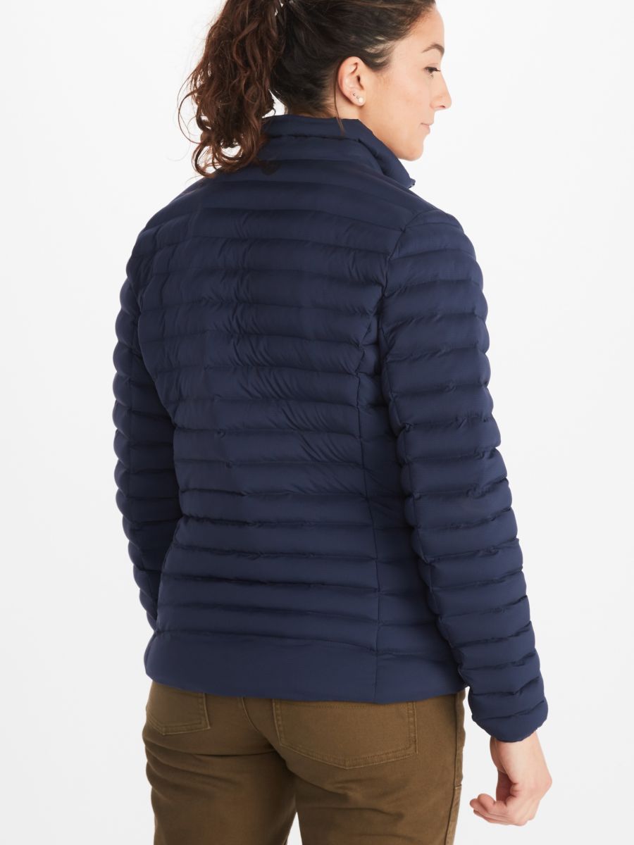 quilted puffer jacket on woman back view