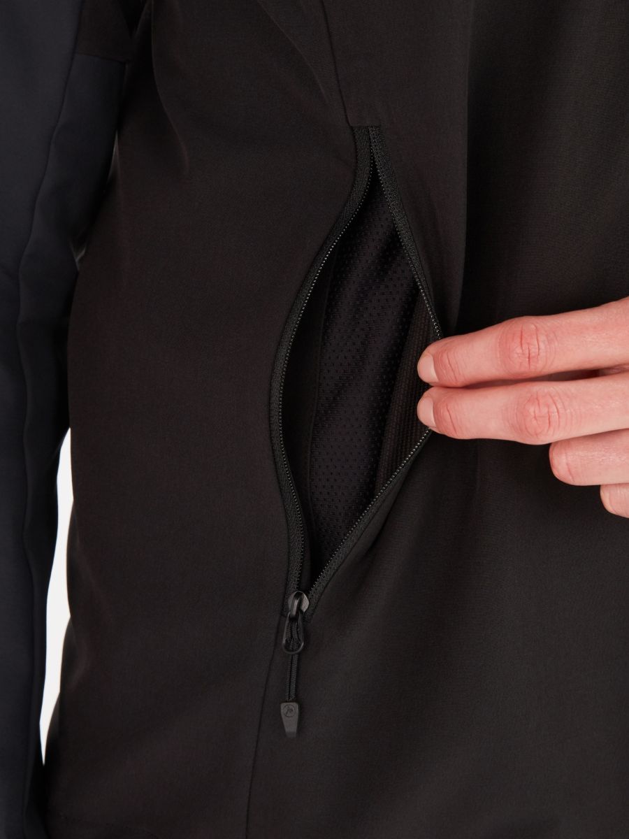 Person showing unzipped pocket on jacket