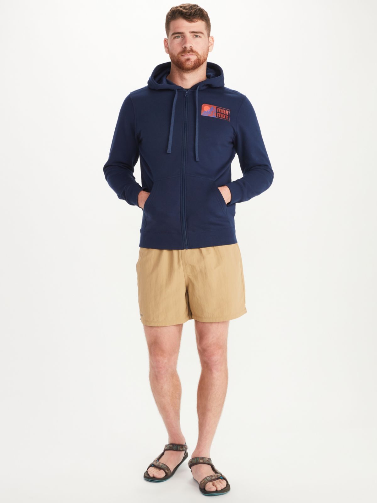 men's hoodie and shorts on man