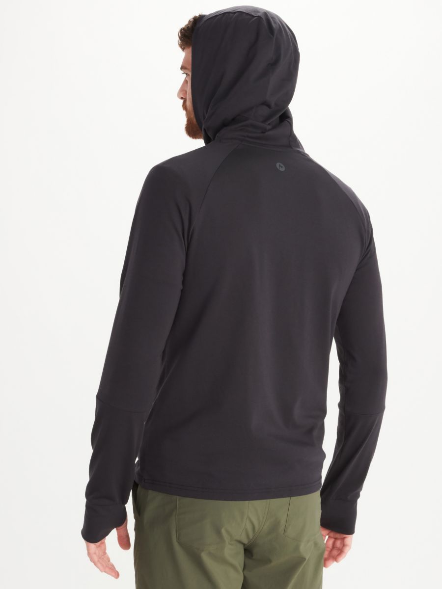 back of man modeling hoodie