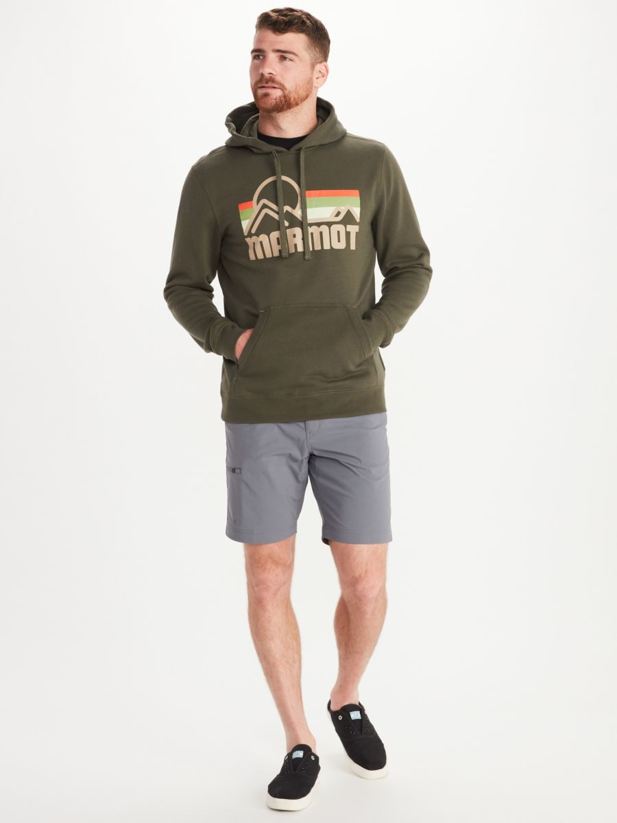 men's hoodie and shorts on man