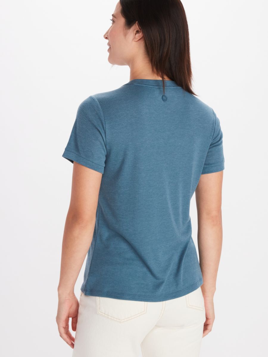 back of woman modeling tee shirt