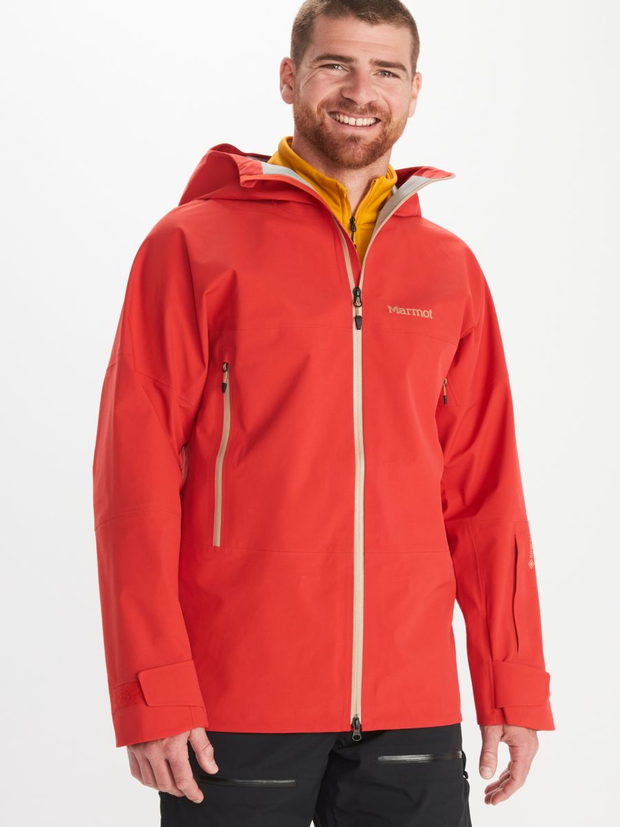 model in men's snow jacket