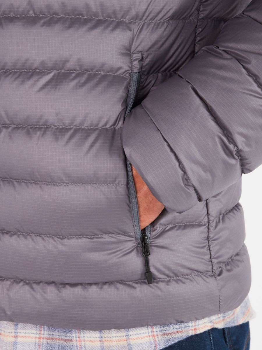 hand in pocket of bubble jacket