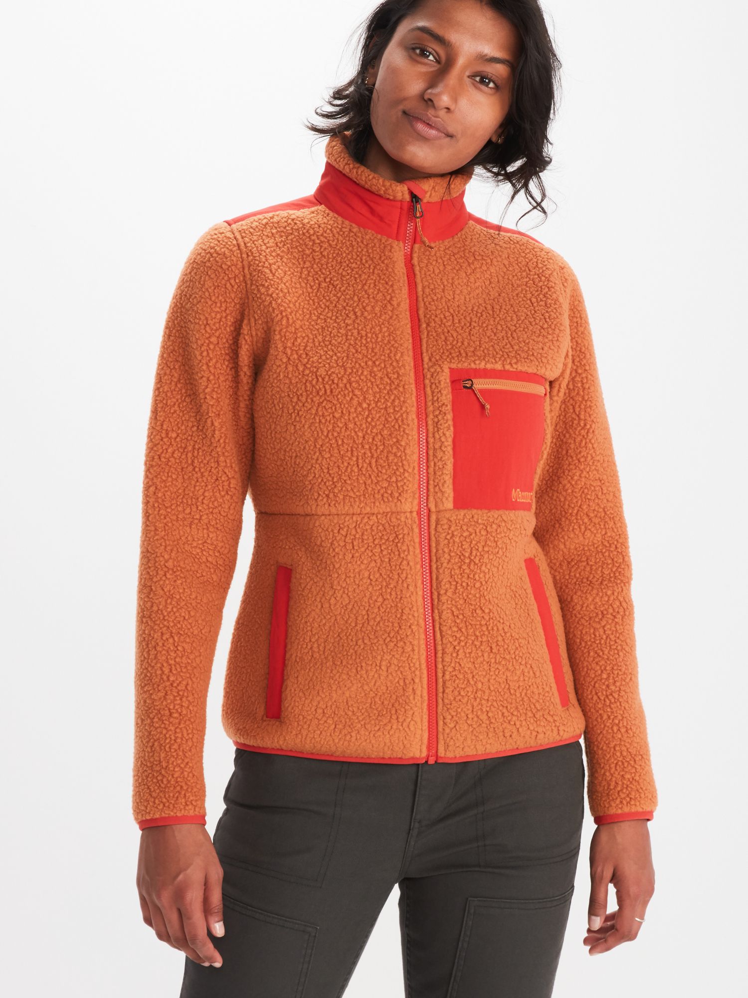 Womens orange fleece clearance jacket