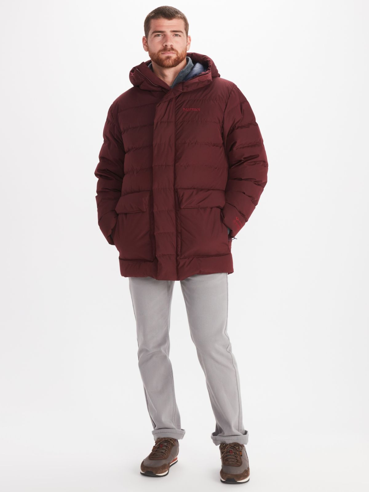 mens winter jacket worn by model