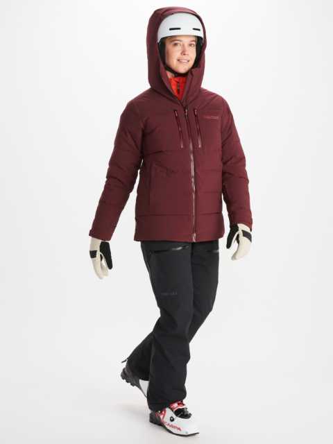 outdoor winter sports pants and jacket worn by model