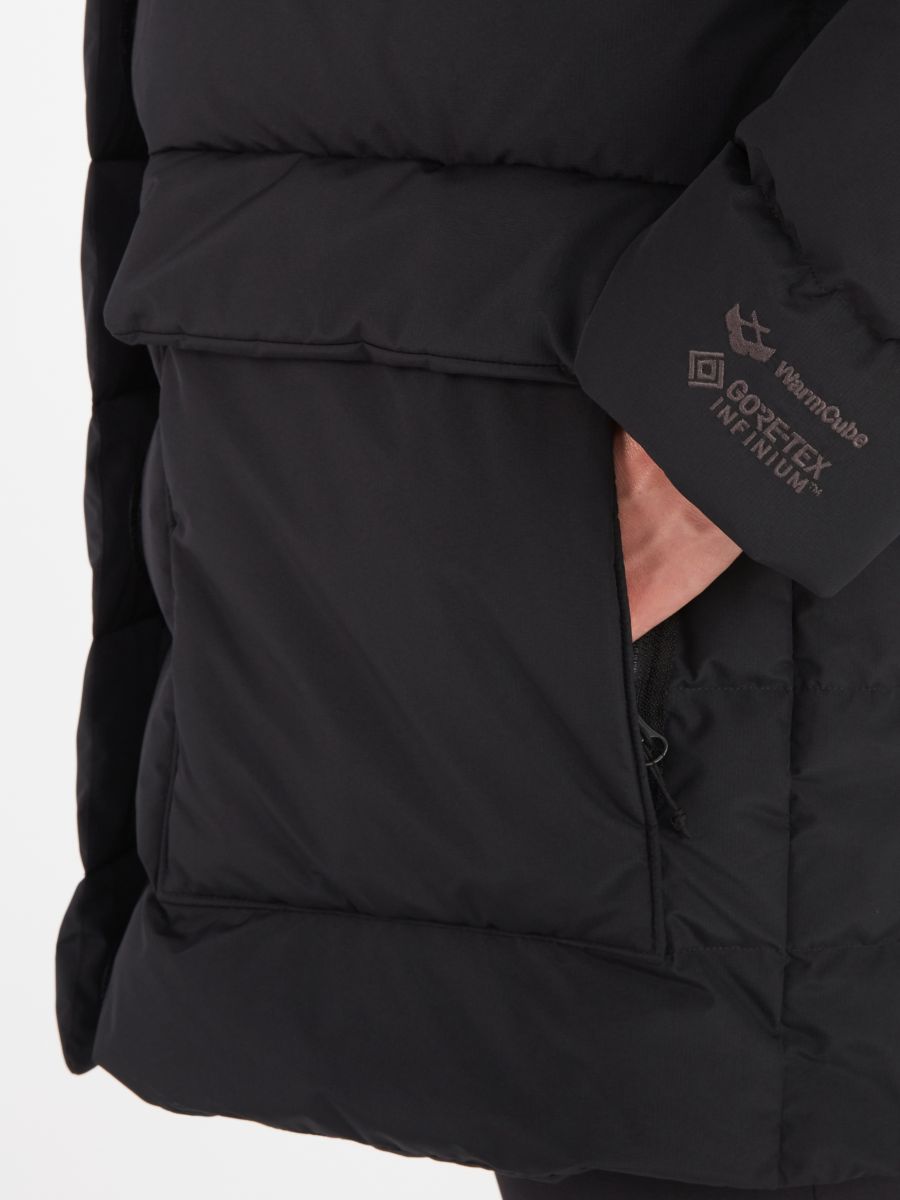 Closeup of pocket on down coat