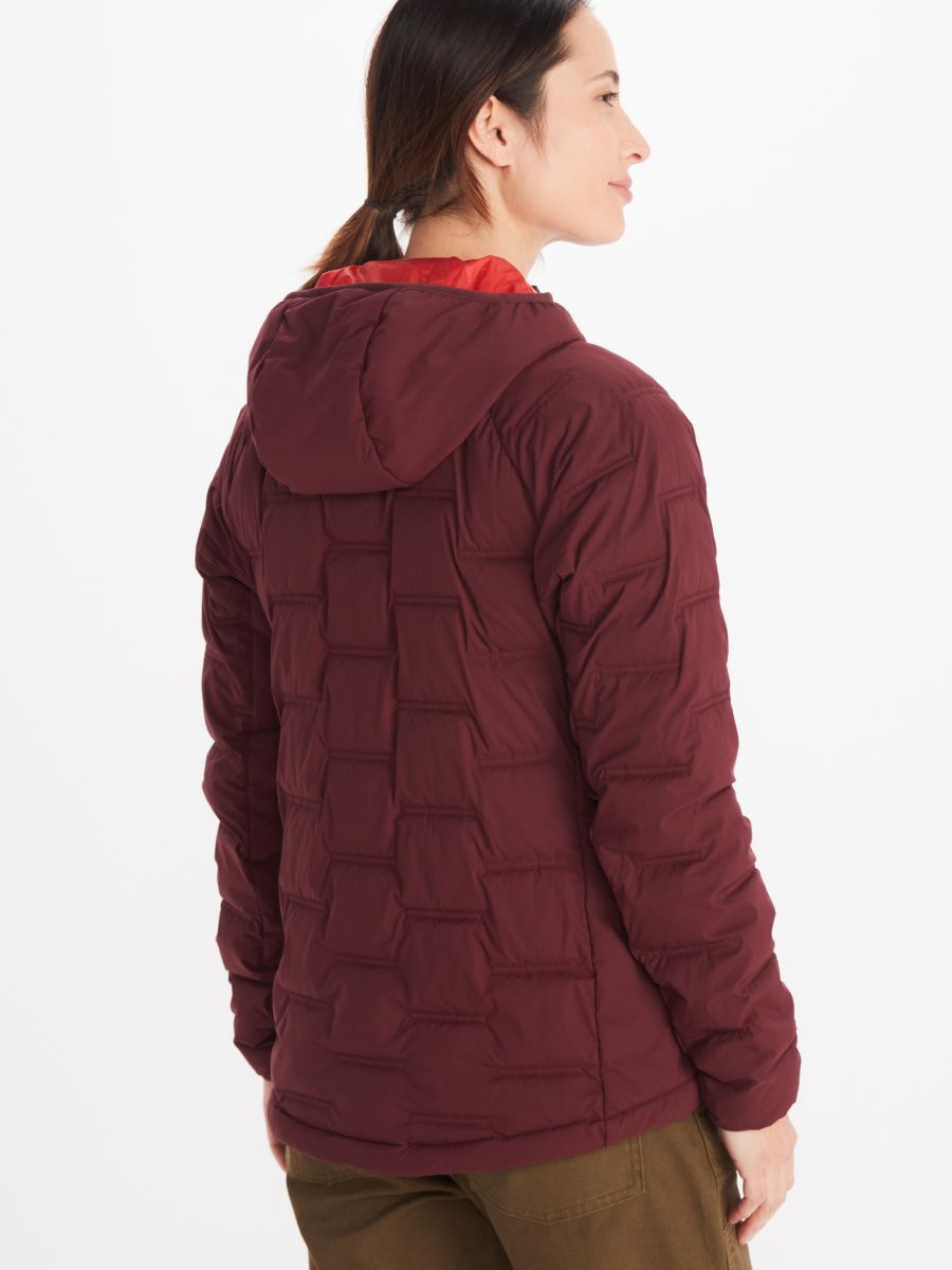 Burgundy featherless hybrid jacket with hood