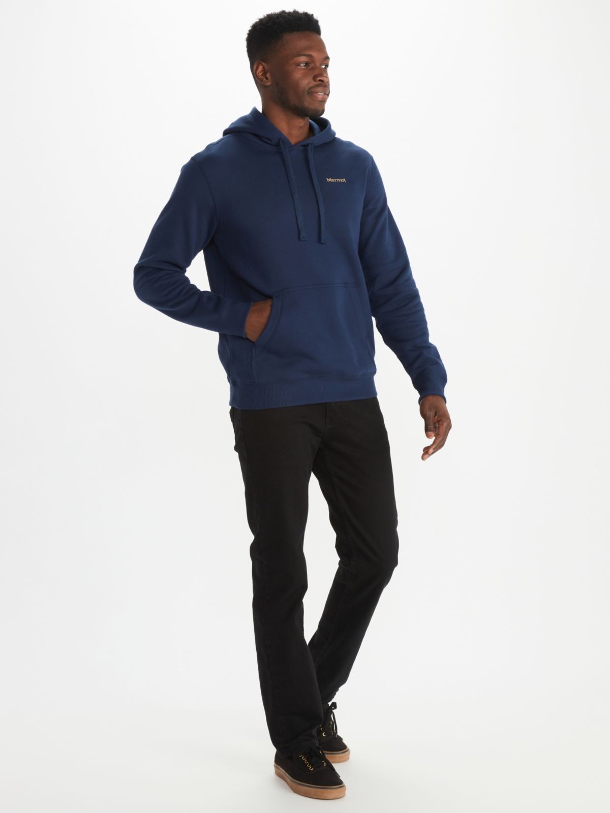 Men's sweatshirt and outdoor pants on model
