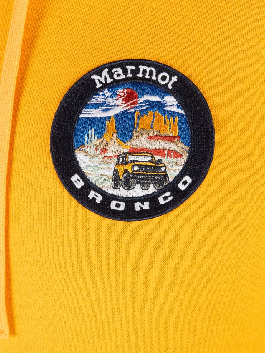 brand logo on hoodie close up