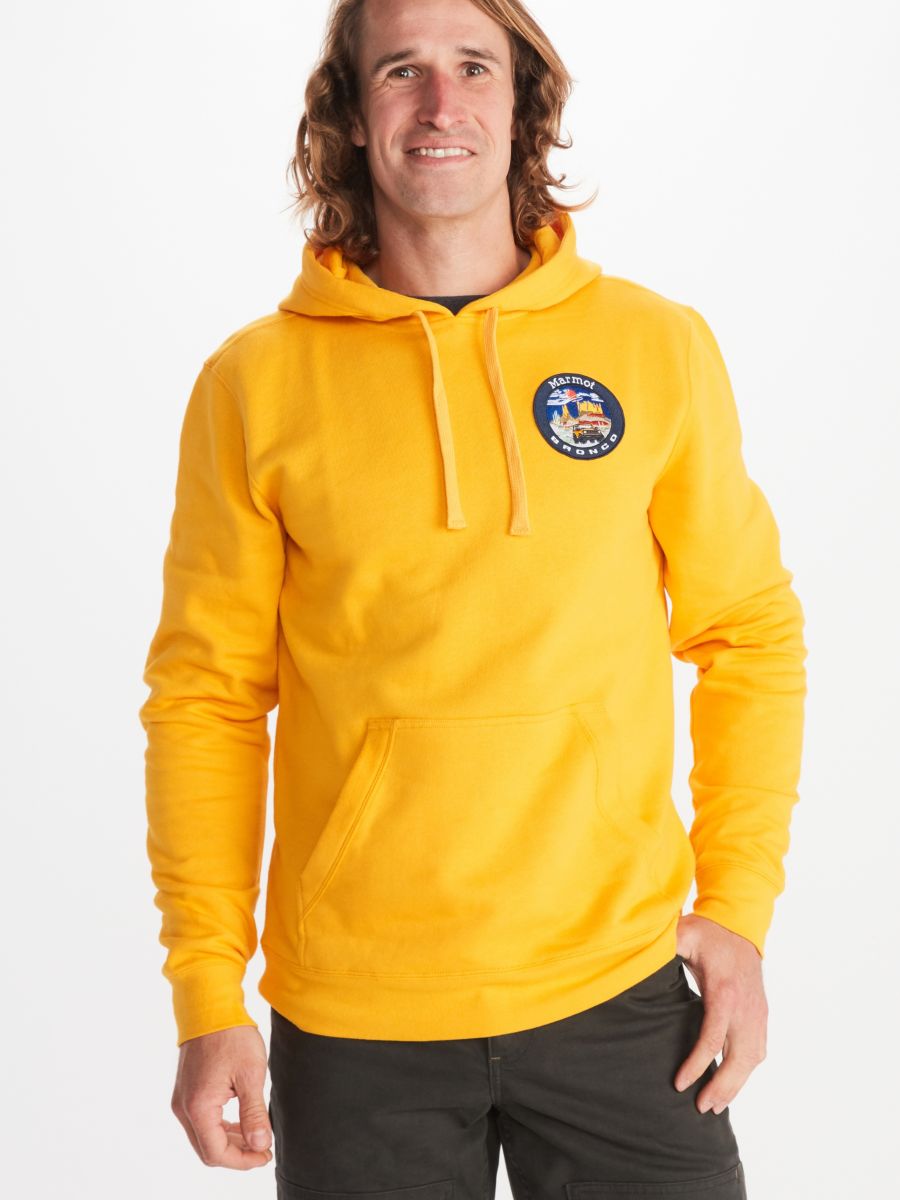 men's pullover hoodie and pants on man front view