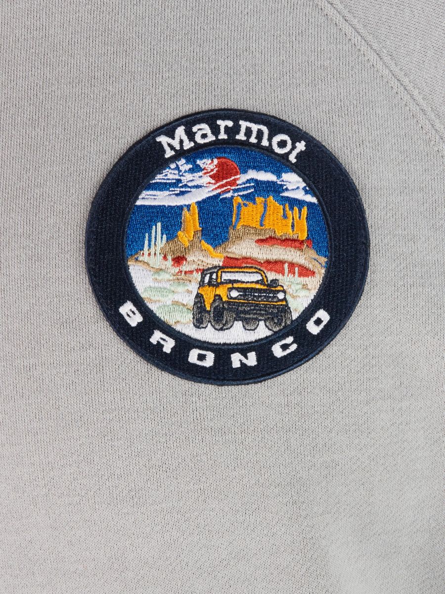 logo on pullover sweatshirt zoomed view