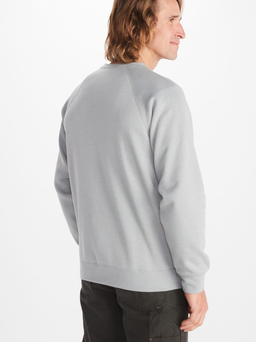 pullover sweatshirt and cargo pants on man back view