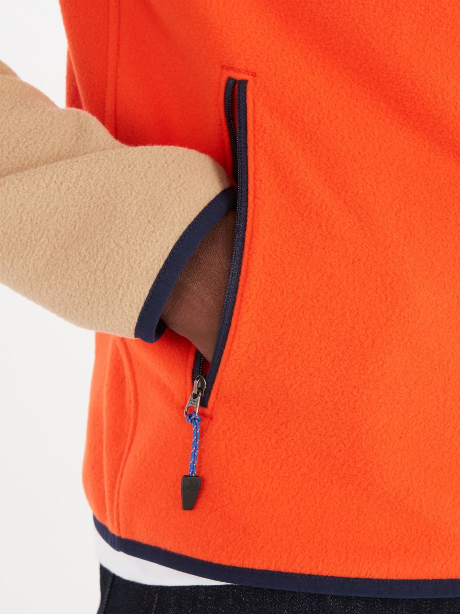 Closeup of fleece jacket pocket