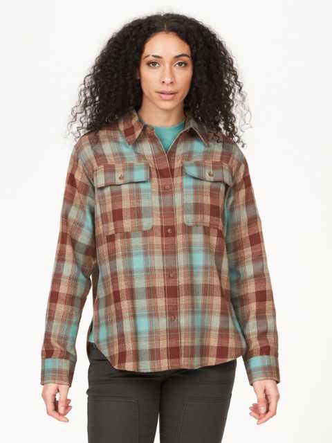 Marmot Women's Fairfax Lightweight Boyfriend Flannel Shirt - Large - Blue Agave