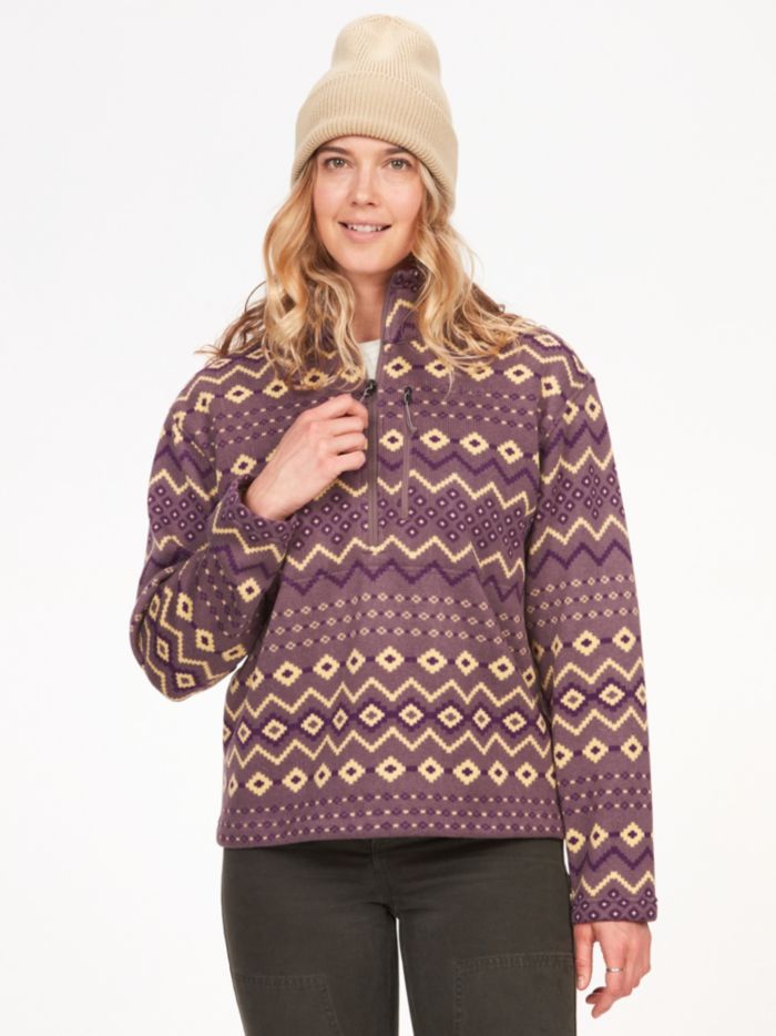 Women's Heavyweight Drop Line Printed 1/2-Zip Fleece