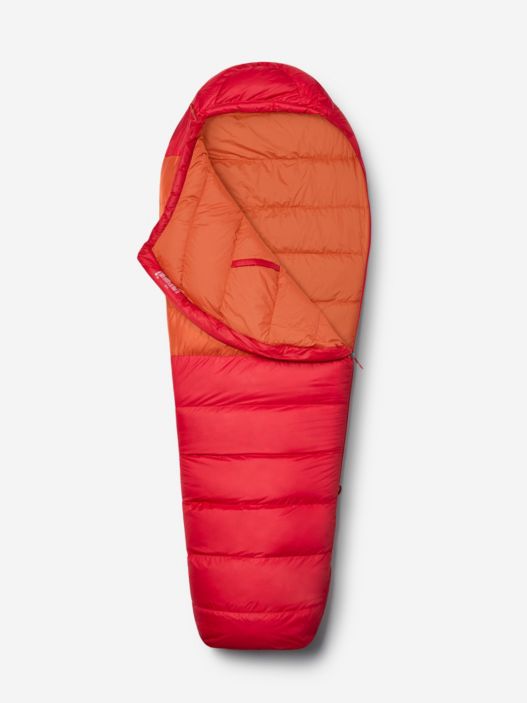 Marmot - Lithium - Saco de dormir de plumas - Orange Pepper / Golden Sun |  Regular - Zip: Left