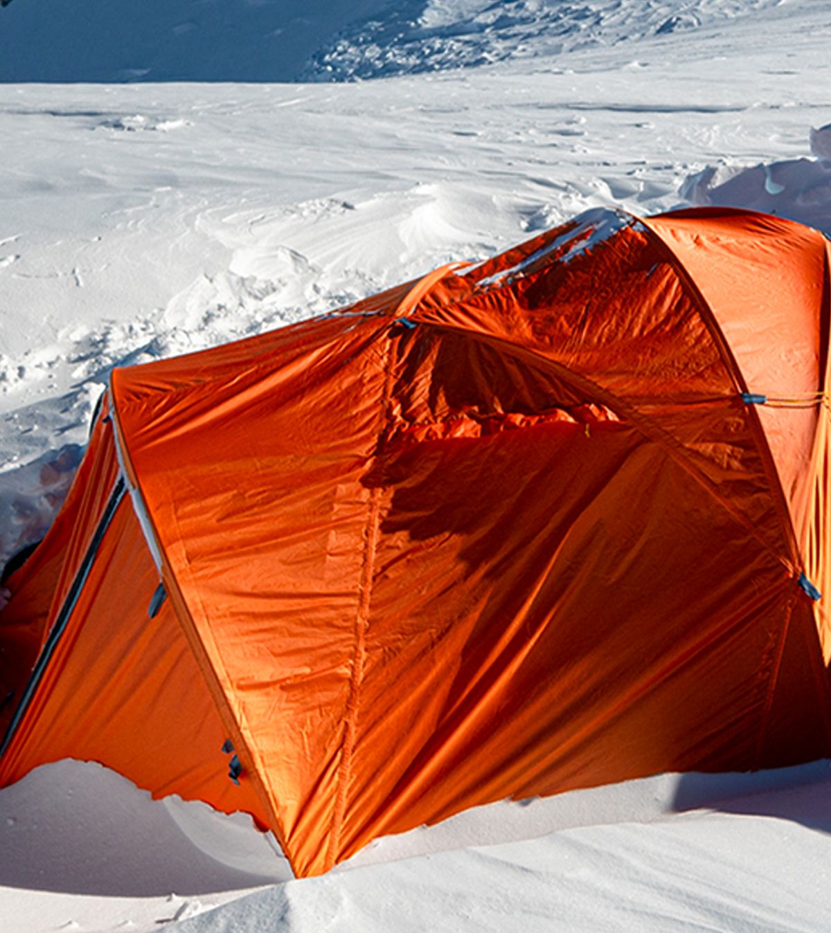 tent in snowy mountainside